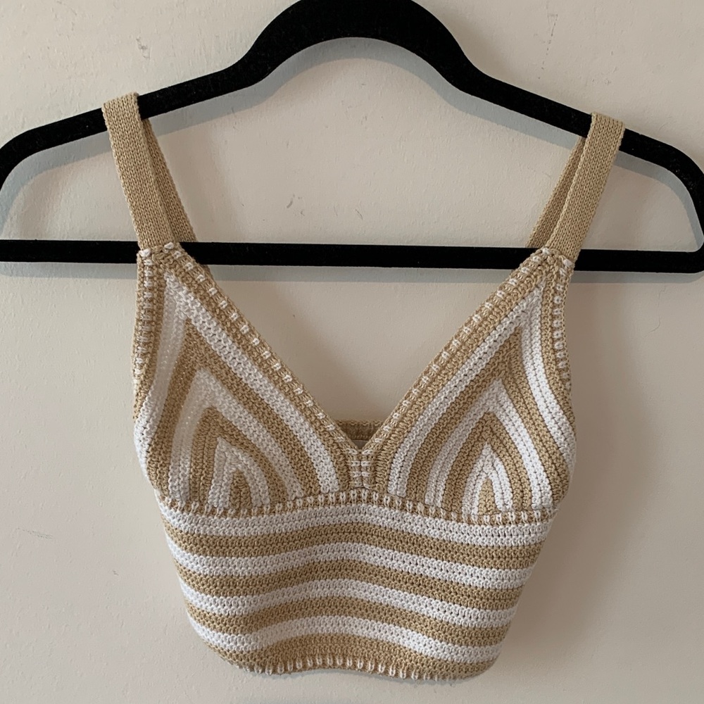 Willow & wind Striped Knit Crop Top cotton crochet XS